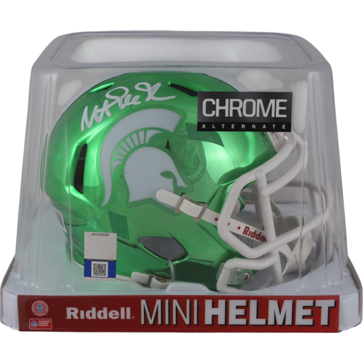 Magic Johnson Autographed/Signed Michigan State Chrome Mini Helmet Beckett 49615