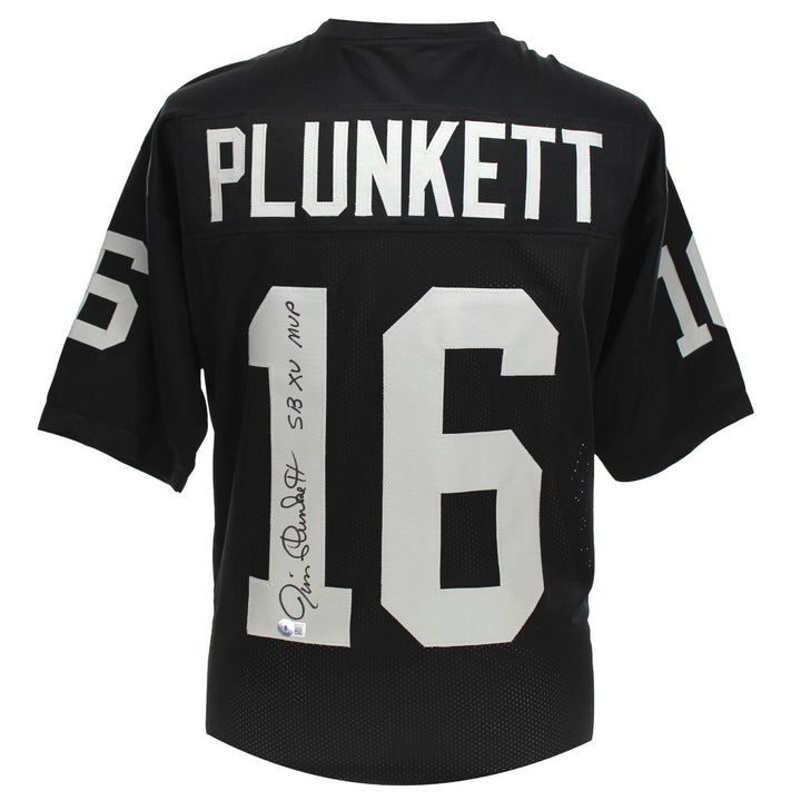 Jim Plunkett Autographed Oakland Raiders Black Jersey BAS COA Signed Vegas MVP