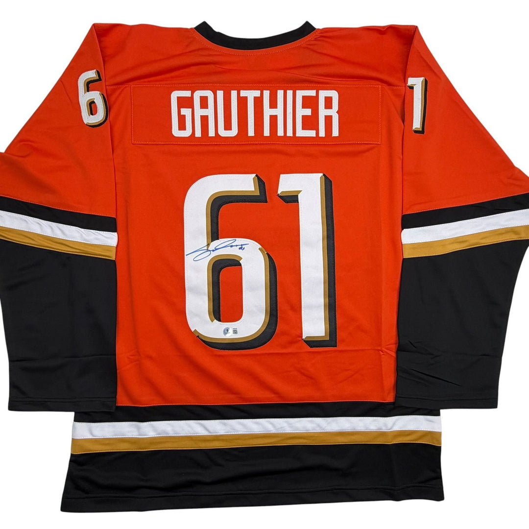 Autographed/Signed Cutter Gauthier Anaheim Orange Hockey Jersey Beckett BAS COA