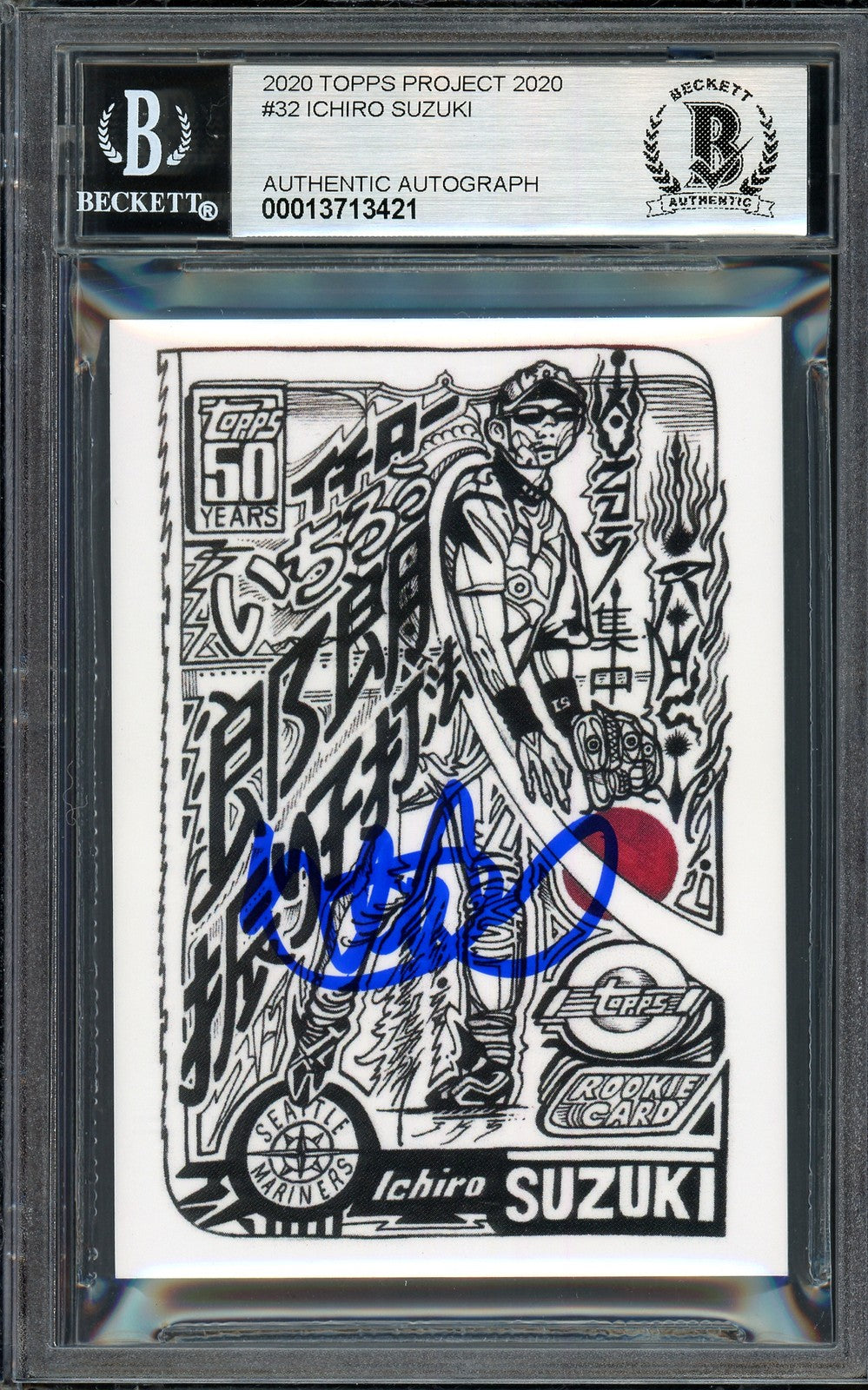 Ichiro Suzuki Signed Topps Project 2020 JK5 Card 32 Sig 10 Blue #1/1 Beckett