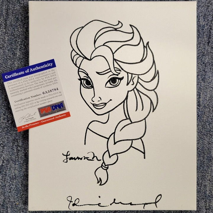 Idina Menzel signed Frozen Elsa 8x10 original canvas sketch Marantz artist ~ PSA
