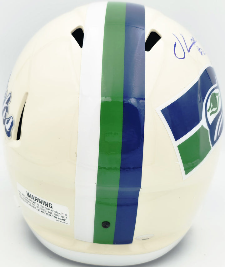 Julian Love Signed Seahawks Cream Retro Full Size Speed Replica Helmet MCS Holo