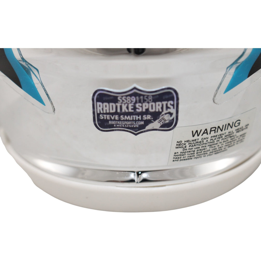 Steve Smith Autographed/Signed Carolina Panthers Mini Helmet Chrome Radtke 53142