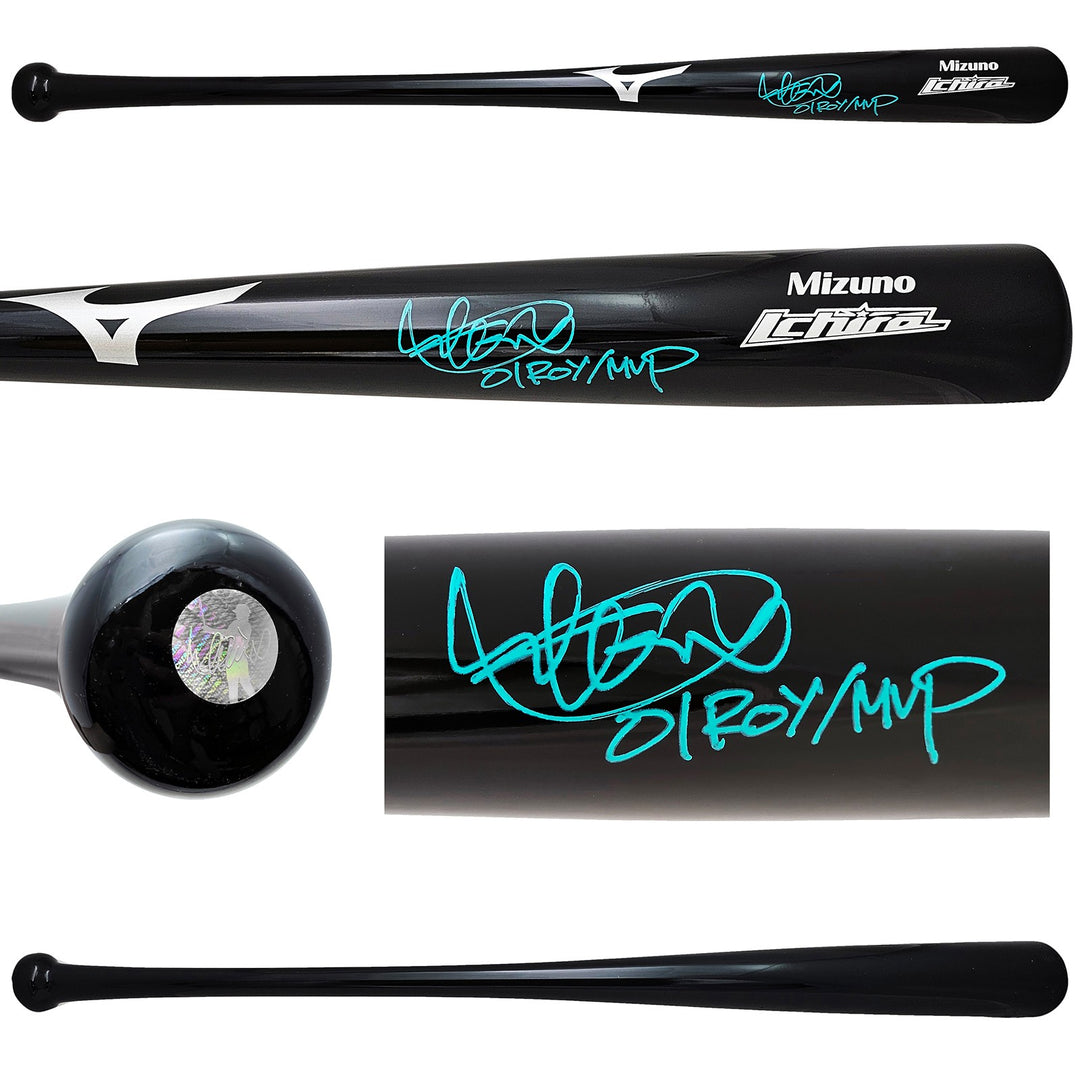Ichiro Suzuki Signed Black Mizuno Player Model Bat Mariners "01 ROY/MVP" IS Holo