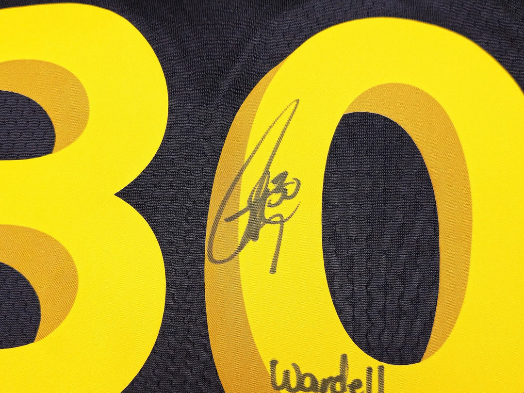 Warriors Stephen Curry Auto Black Nike Swingman City Jersey 48 Wardell Beckett
