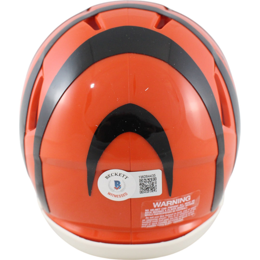 Tee Higgins Autographed Cincinnati Bengals Mini Helmet Beckett Witness 34044