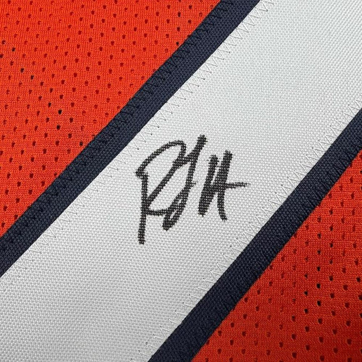 Framed Autographed/Signed R.J RJ Harvey 35x36 Denver Orange Jersey JSA COA
