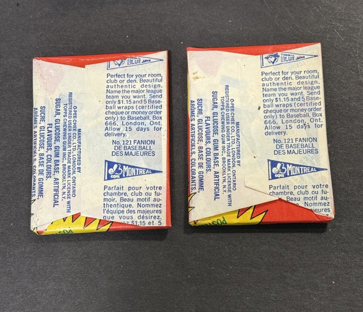 1982 O-PEE-CHEE Baseball Wax Pack Factory Sealed 2 Packs Lot