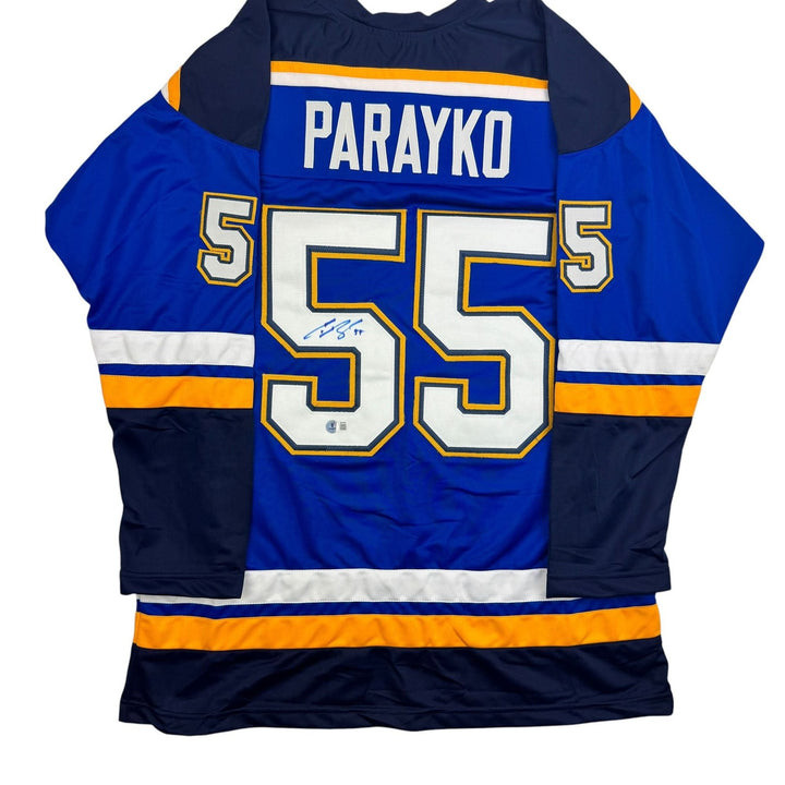 Autographed/Signed Colton Parayko St. Louis Blue Jersey Beckett BAS COA