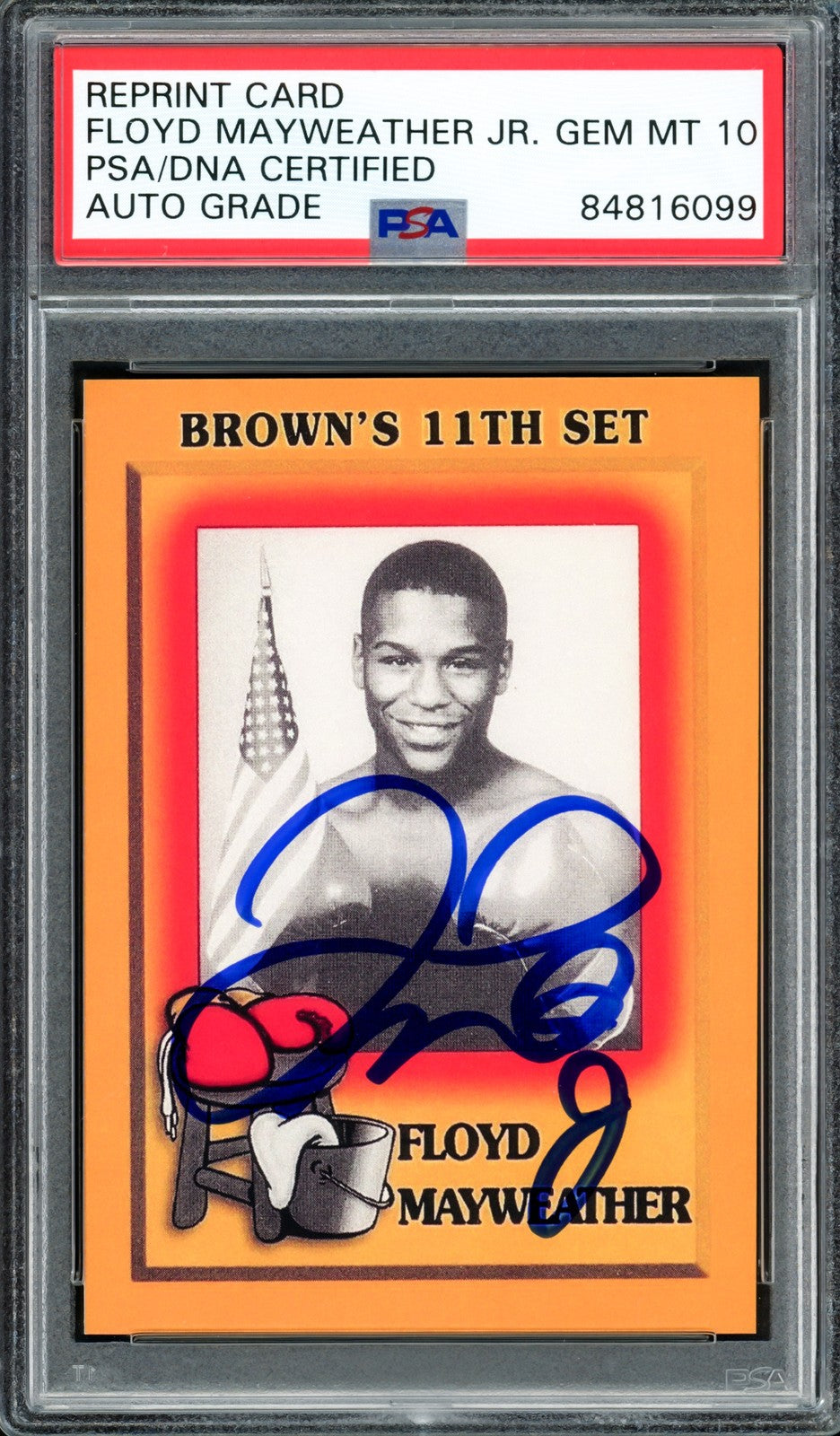 Floyd Mayweather Jr Auto 1997 Browns Boxing Rookie Reprint RC 51 Auto 10 PSA/DNA