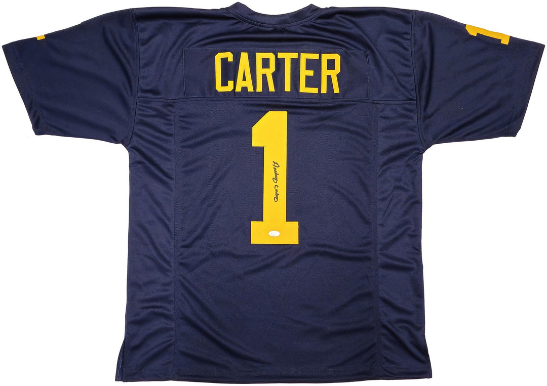 Michigan Wolverines Anthony Carter Autographed Signed Blue Jersey JSA