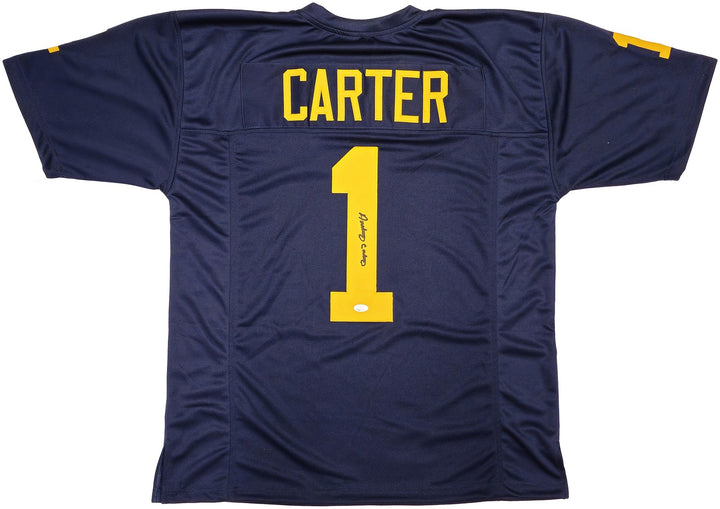Michigan Wolverines Anthony Carter Autographed Signed Blue Jersey JSA