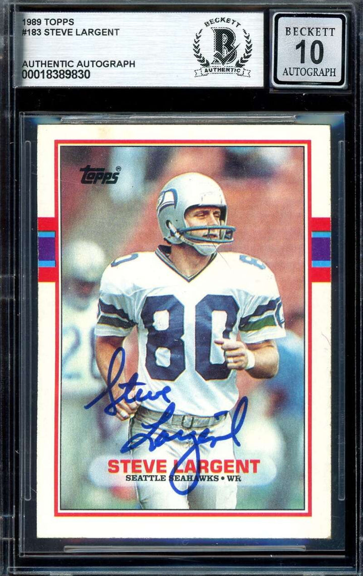 Steve Largent Gem Mint 10 Beckett BAS Signed 1989 Topps Autograph