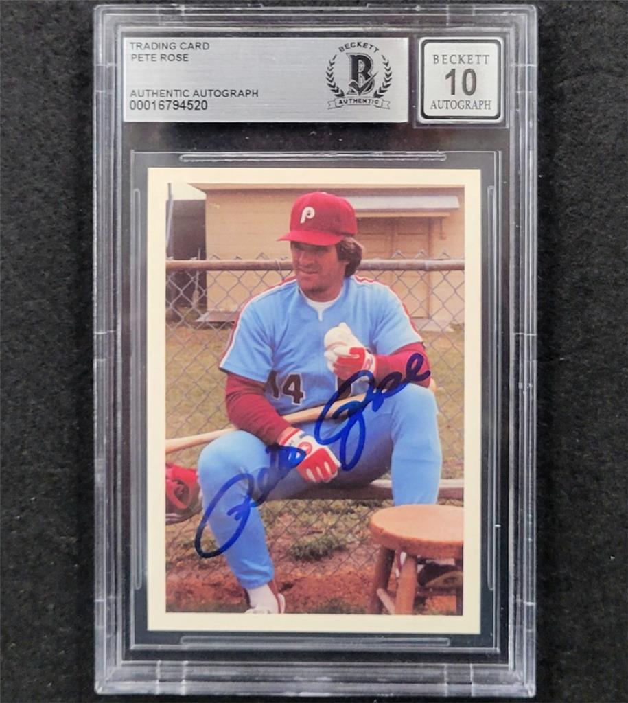 Pete Rose signed 1985 Topps #95 Philadelphia Phillies Card BAS BGS 10 auto