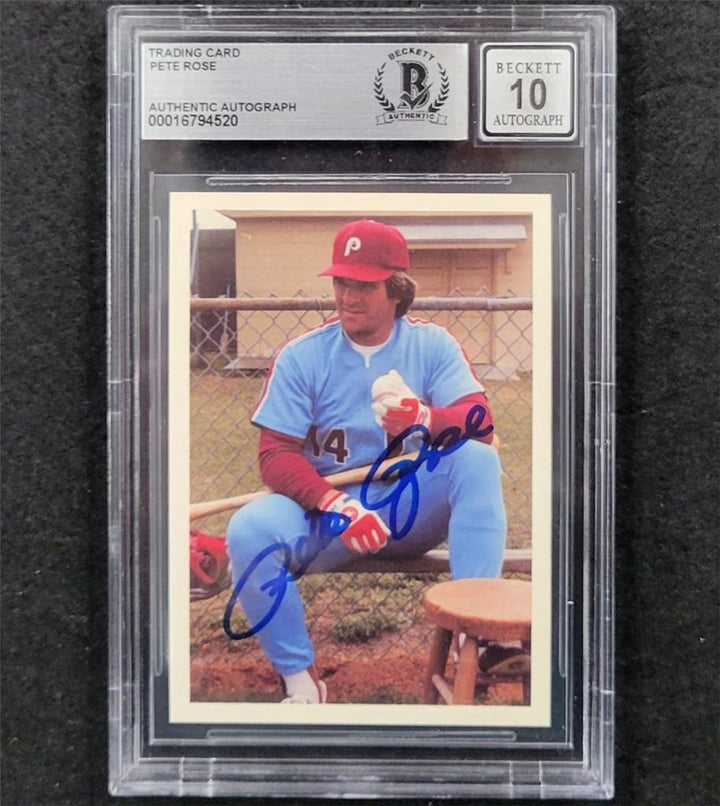 Pete Rose signed 1985 Topps #95 Philadelphia Phillies Card BAS BGS 10 auto