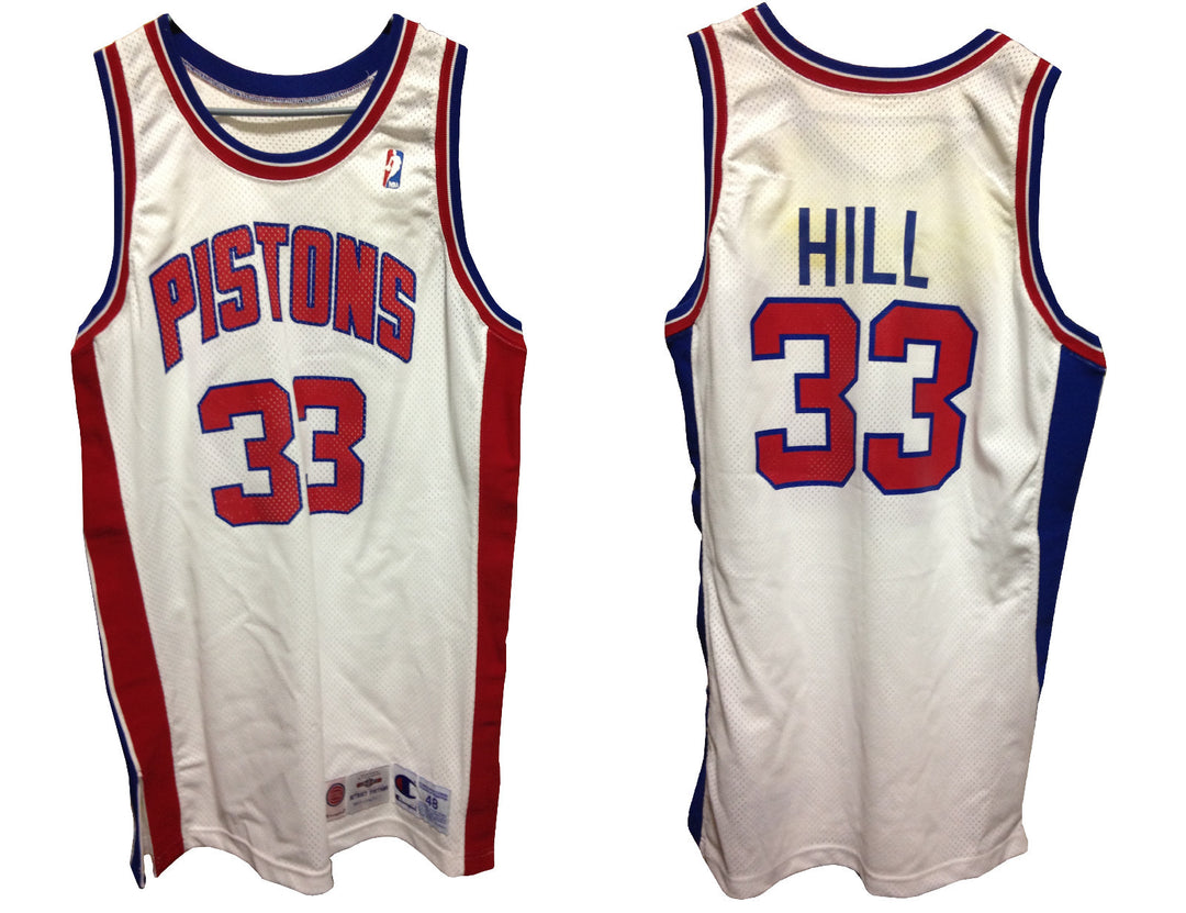 Grant Hill Detroit Pistons game used 1994-95 Rookie Jersey +3 tag Inverse Logo