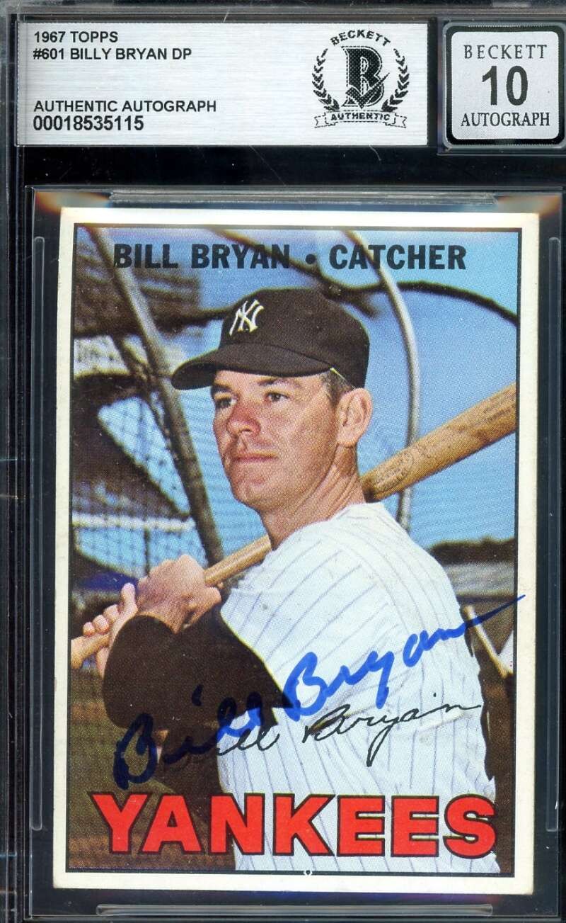 Billy Bryan Gem Mint 10 Beckett BAS Signed 1967 Topps Autograph