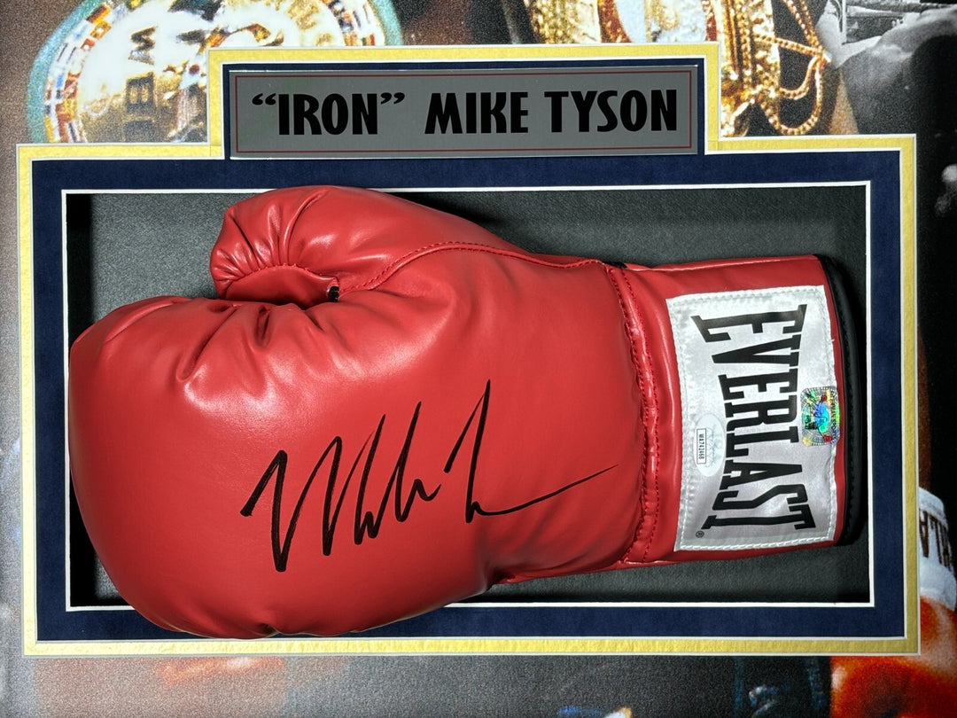 Mike Tyson Autographed Boxing Glove Framed Shadowbox Collage JSA COA Signed