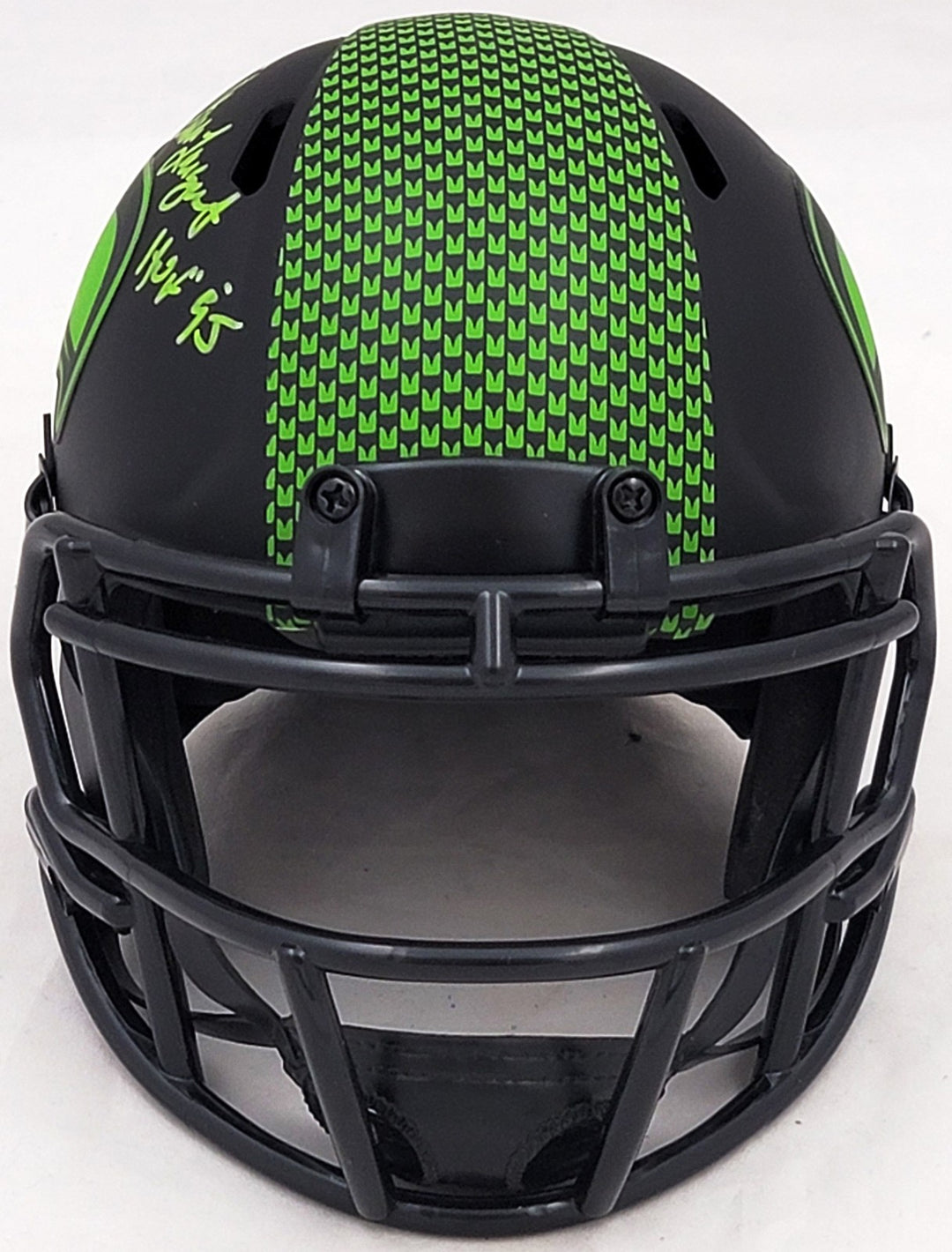 Steve Largent & Jim Zorn Auto Seahawks Eclipse Black Speed Mini Helmet MCS Holo