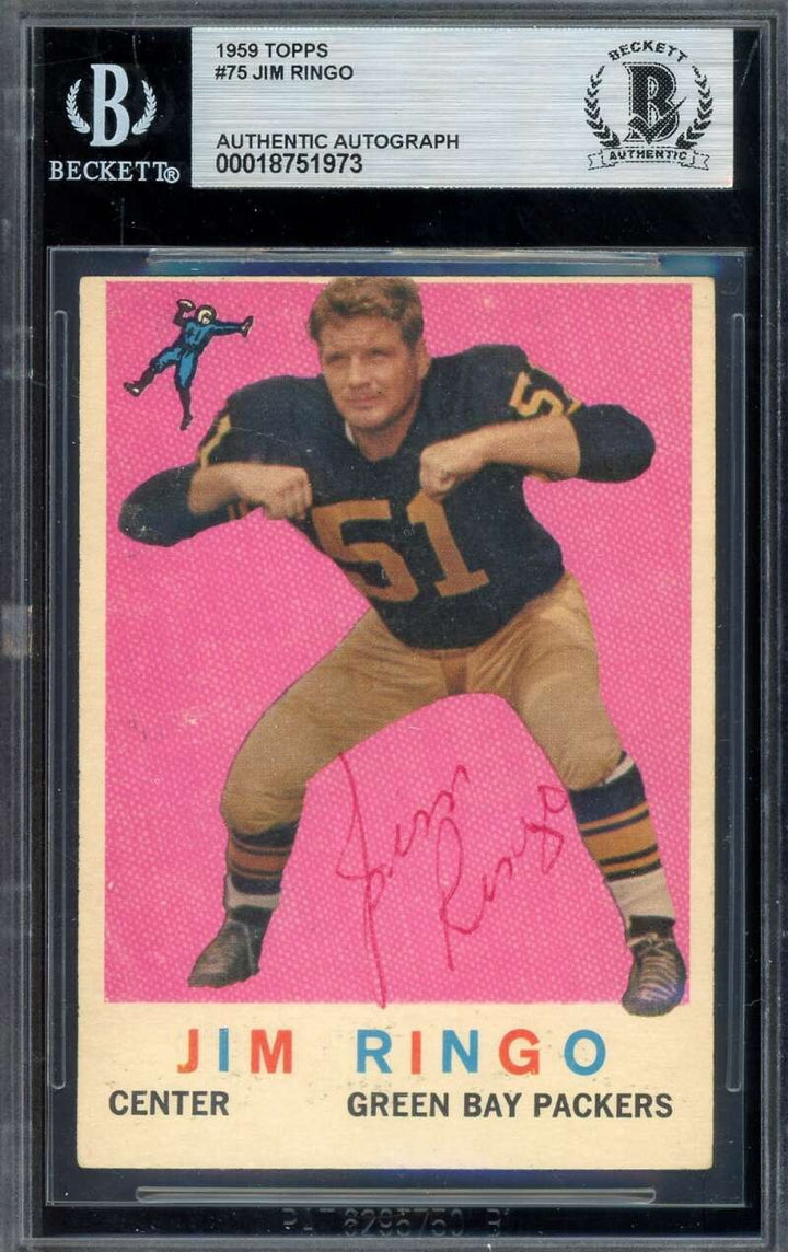 Jim Ringo Beckett BAS Vintage Signed 1959 Topps Autograph Packers
