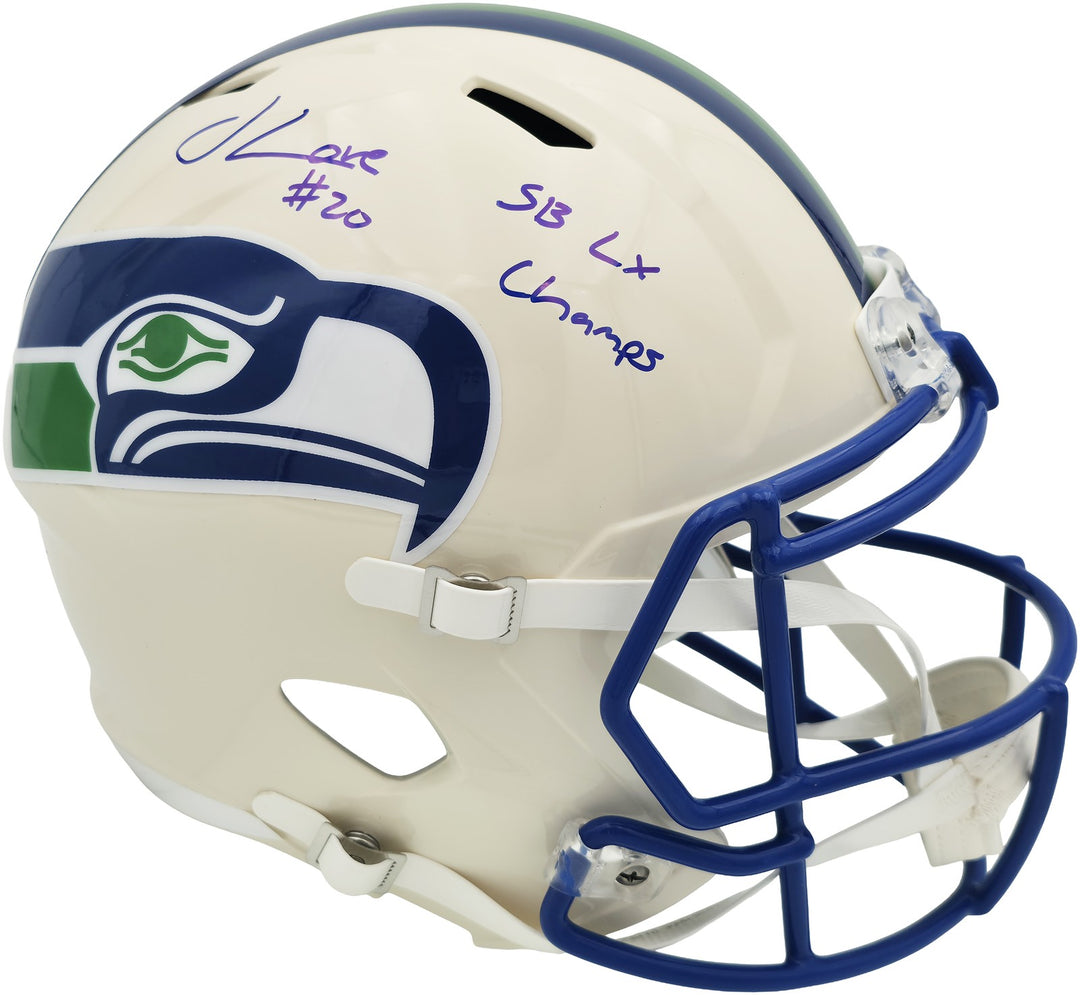Julian Love Signed Seahawks Cream Retro Full Size Speed Replica Helmet MCS Holo
