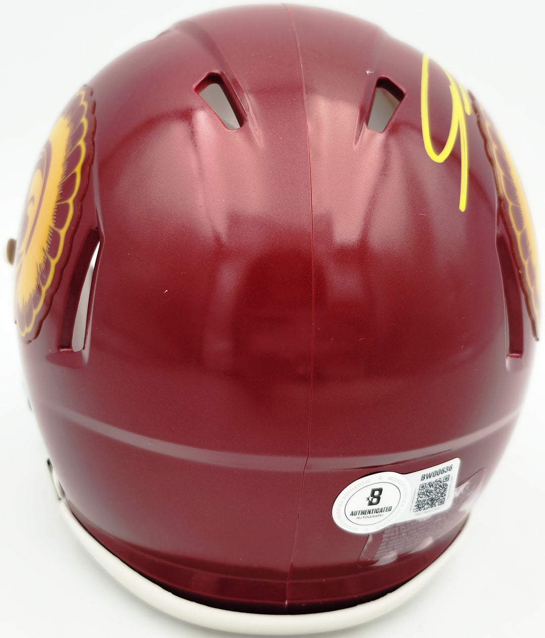 Jordan Addison Signed USC Trojans Red Speed Mini Helmet (In Yellow) Beckett