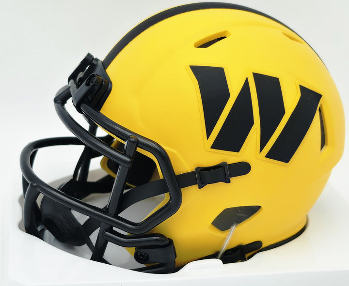Mike Sainristil Signed Commanders Rave Yellow Speed Mini Helmet Beckett QR