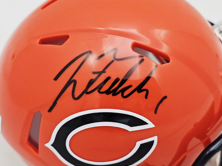 Justin Fields Signed Bears 2022 Alternate Orange Speed Mini Helmet Beckett Wit