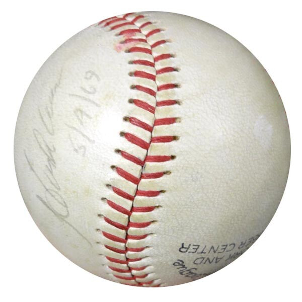 Hank Aaron Signed Baseball Atlanta Braves "5/9/69" Vintage Sig PSA/DNA