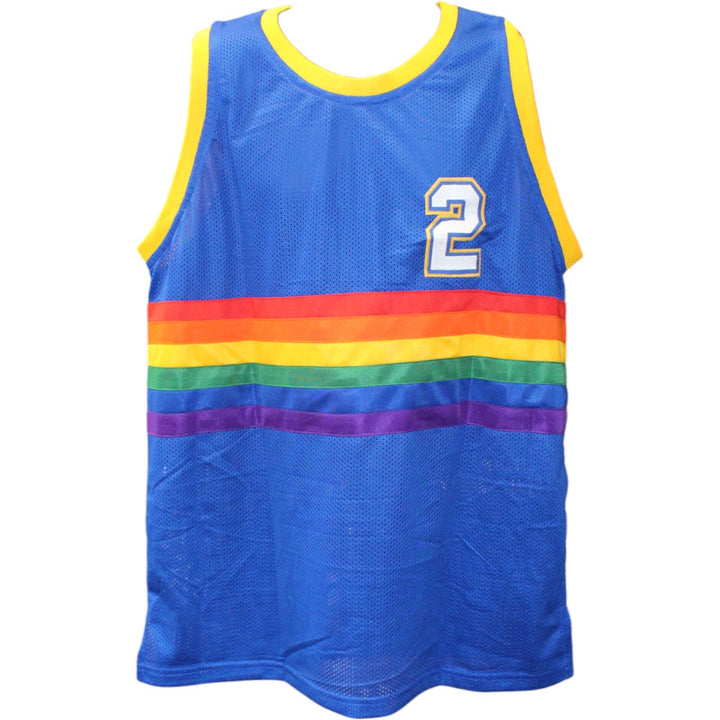 Alex English Autographed Pro Style Blue XL Jersey HOF Beckett Witness 51626