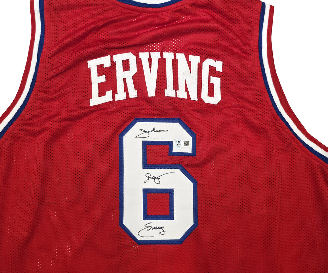 Philadelphia 76ers Julius "Dr. J" Erving Signed Red Jersey Beckett Witness