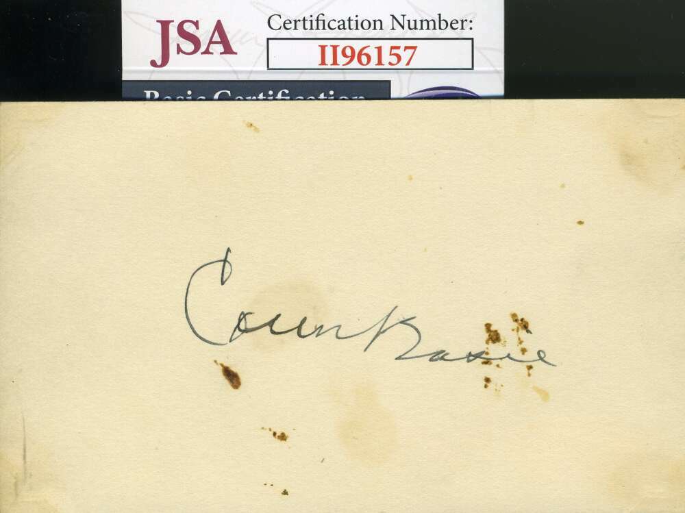 Count Basie JSA Coa Signed 3X5 Index Card Autograph