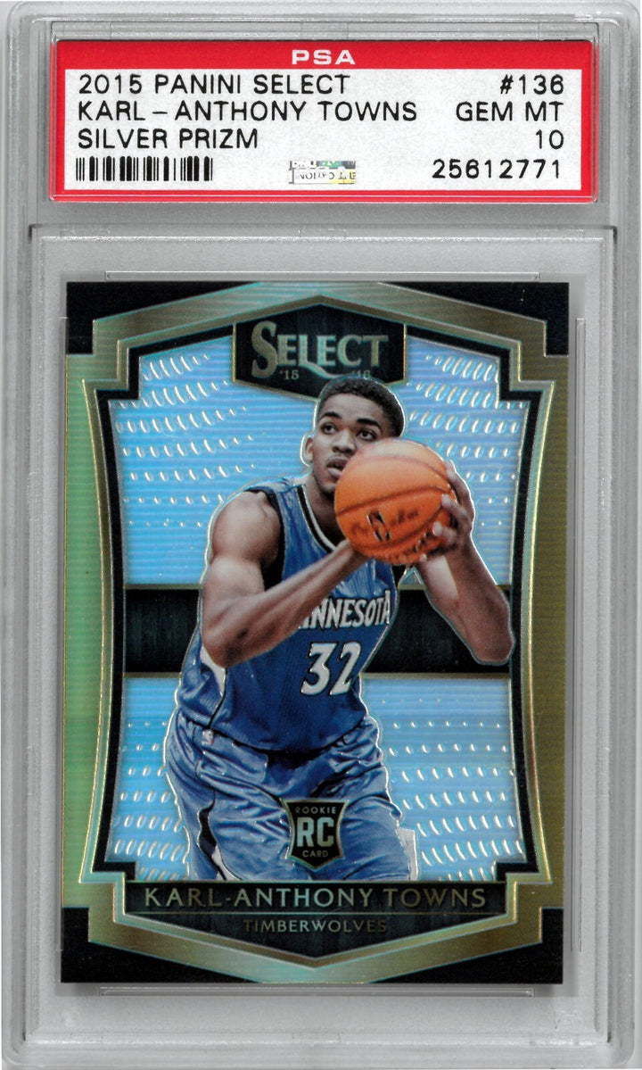 Karl-Anthony Towns 2015-16 Panini Select Prizm RC Card  #138 PSA Graded 10 GemMT