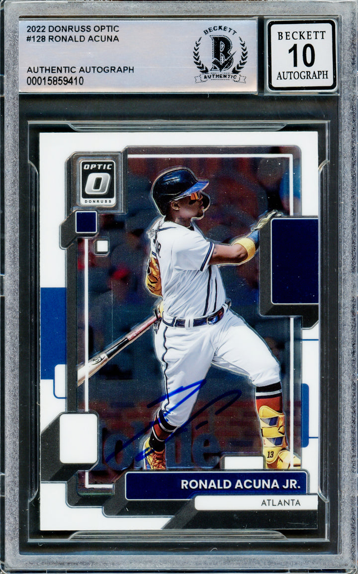 Ronald Acuna Jr. Autographed 2022 Donruss Optic Card Gem 10 Auto Beckett