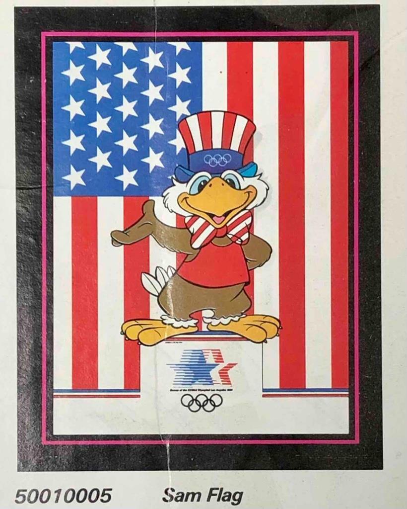 vintage 1984 Los Angeles Olympic Games 22x28 Sam the Eagle USA Flag poster New