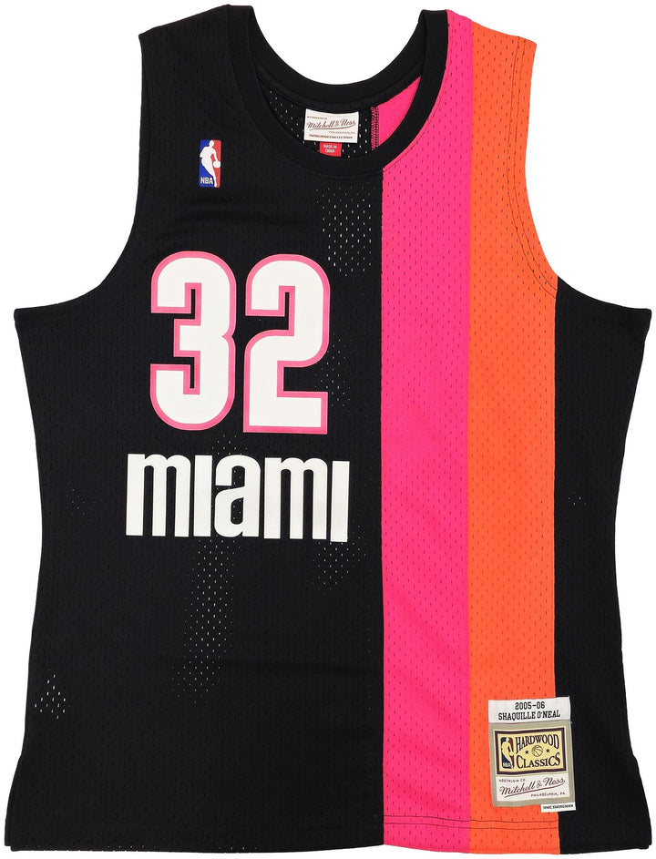 Heat Shaquille O'Neal Auto Black Auth Mitchell Ness 05-06 Swingman Jersey L PSA