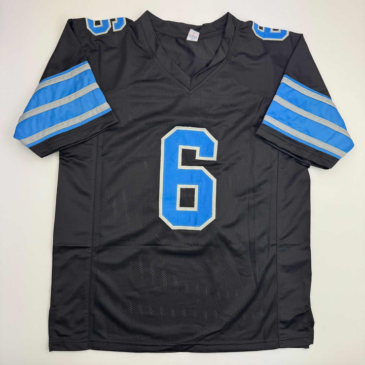 Autographed/Signed Terrion Arnold Detroit Black Football Jersey Beckett BAS COA