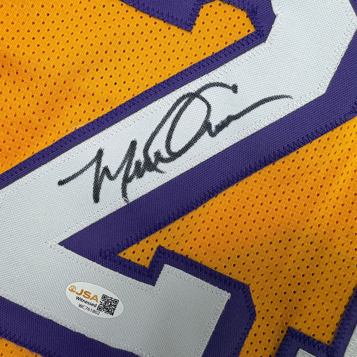 Autographed/Signed Michael Cooper Los Angeles Yellow Jersey JSA COA