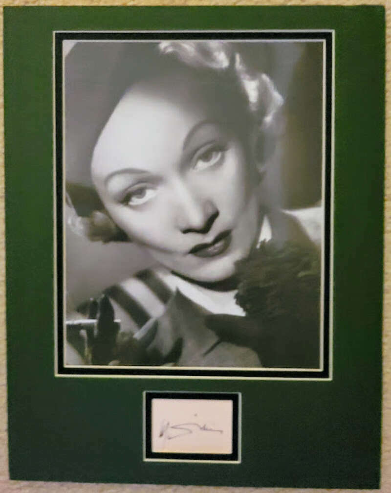 Marlene Dietrich JSA Coa Signed 3x5 Matted To 11x14 With Photo Autograph