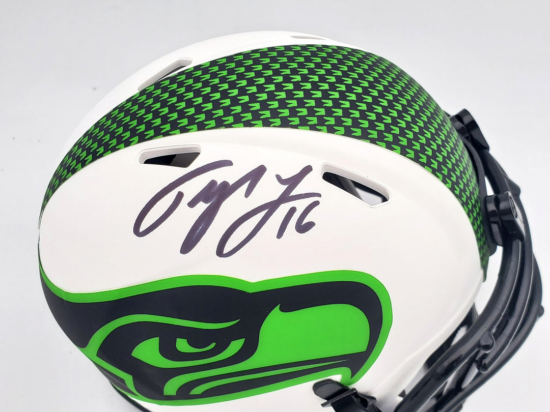 Tyler Lockett Signed Seahawks Lunar Eclipse White Speed Mini Helmet MCS Holo
