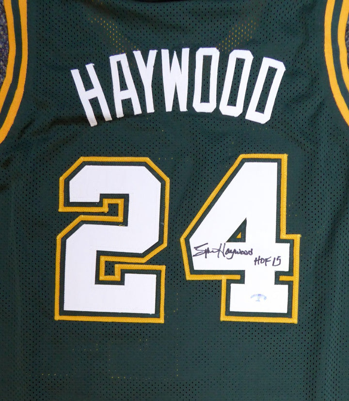 Seattle Sonics Spencer Haywood Autographed Signed Green Jersey "HOF 15" MCS Holo