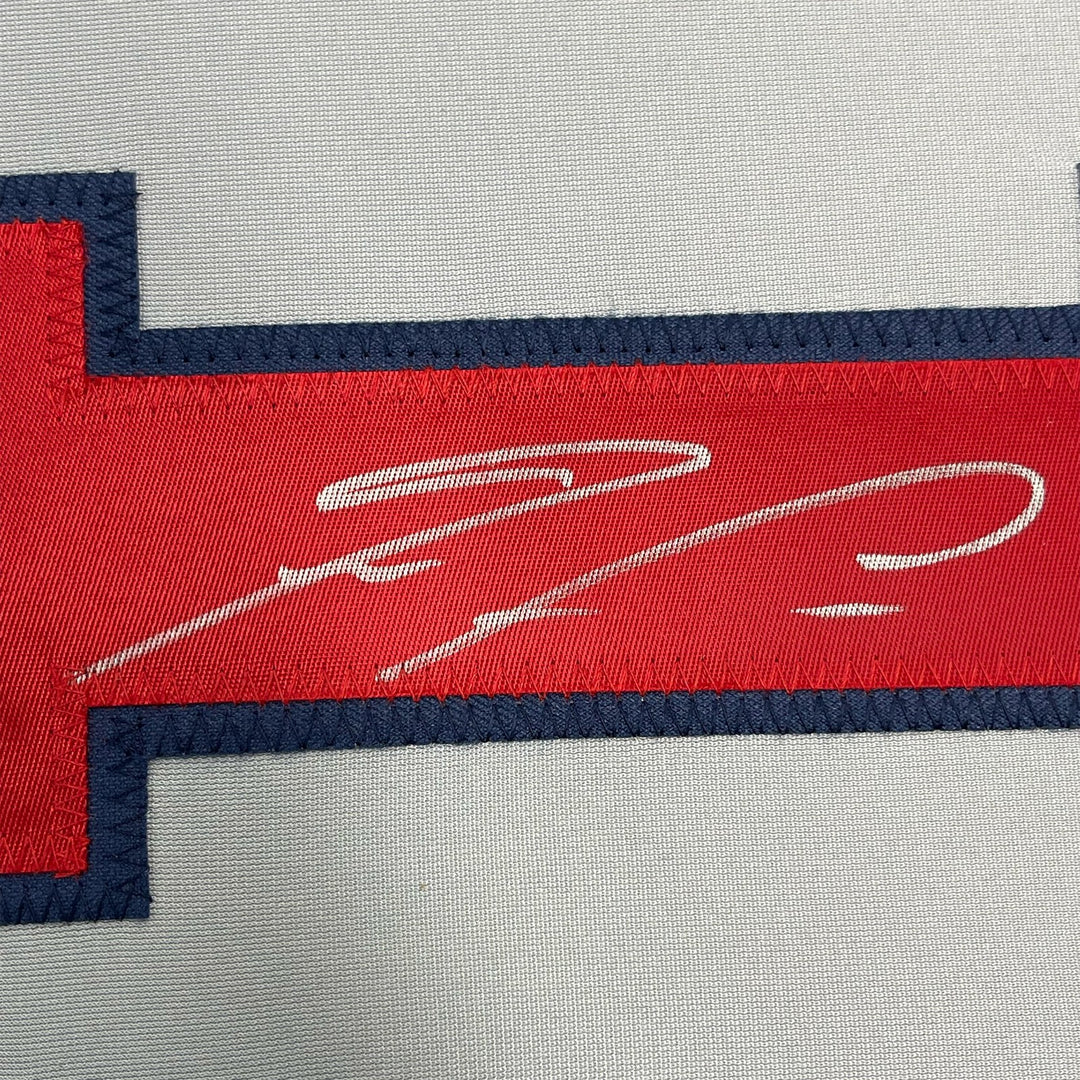 FRMAED Signed RONALD ACUNA JR. 35x39 Atlanta Grey Jersey JSA COA
