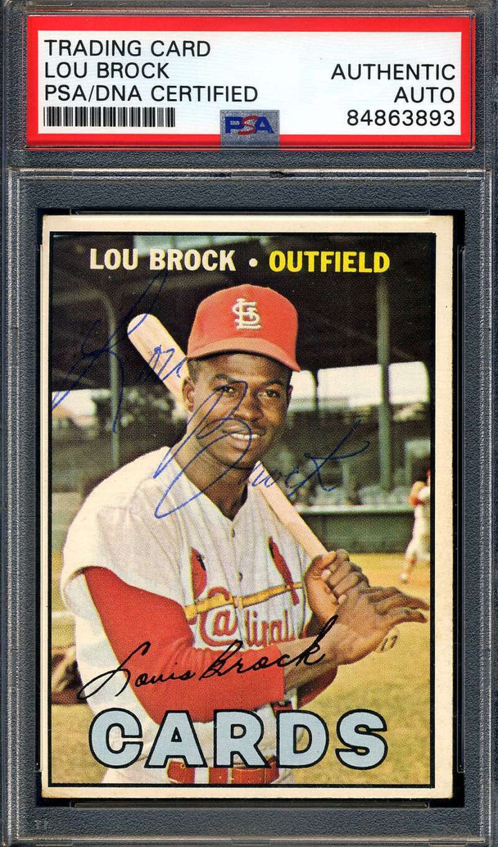 Lou Brock PSA DNA Signed 1967 Topps Autograph