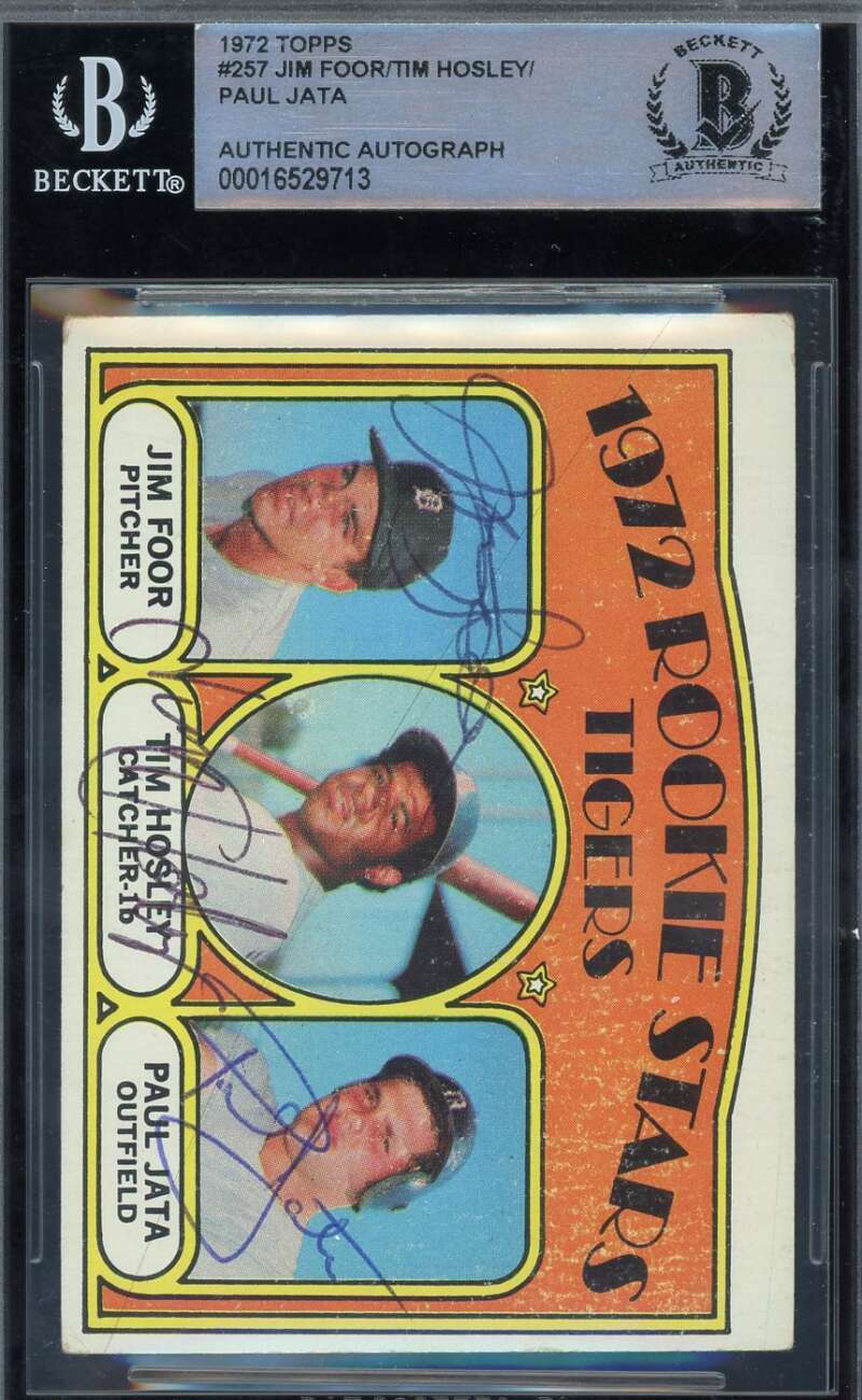 Jim Foor Tim Hosley Paul Jata Beckett BAS Signed 1972 Topps Rookie Stars Autogra