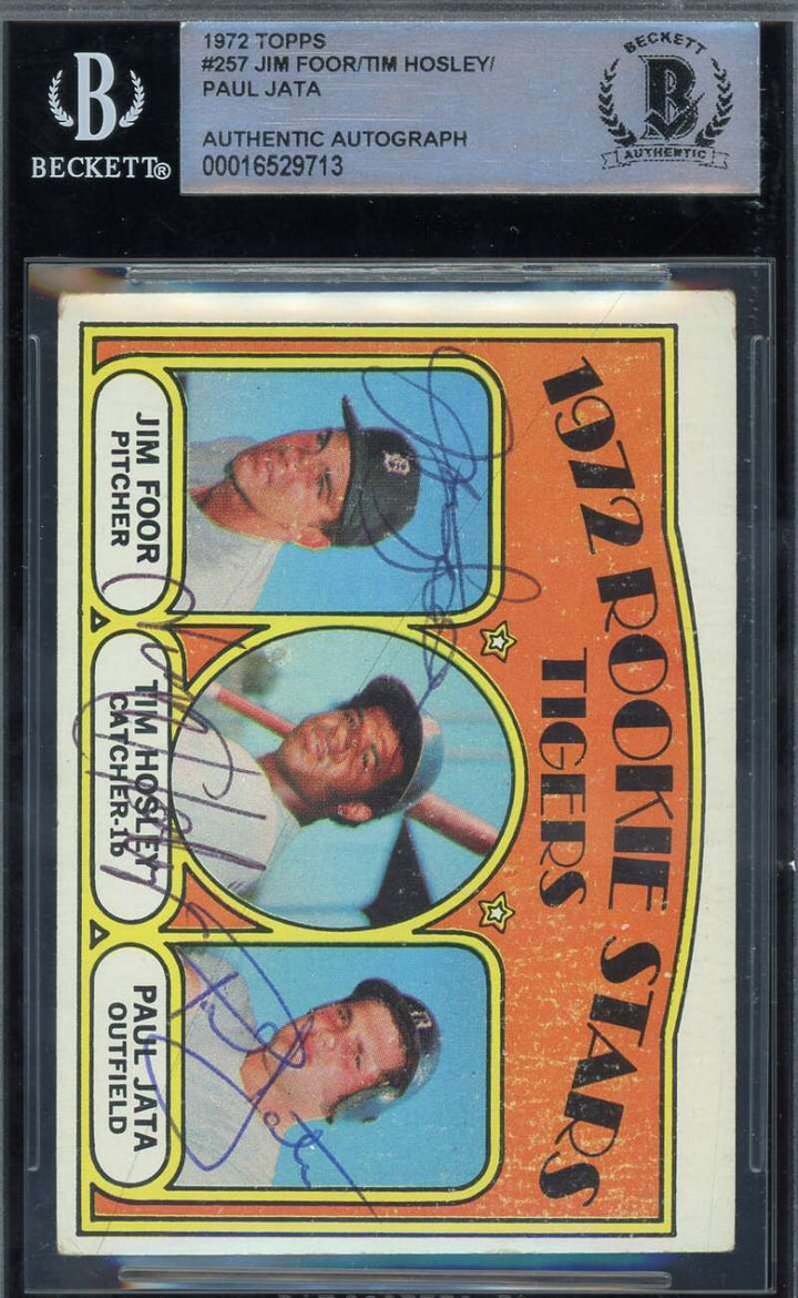 Jim Foor Tim Hosley Paul Jata Beckett BAS Signed 1972 Topps Rookie Stars Autogra