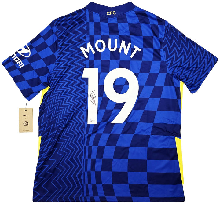 Chelsea F.C. Mason Mount Auto Signed Blue Nike Jersey Size XL in Black Beckett