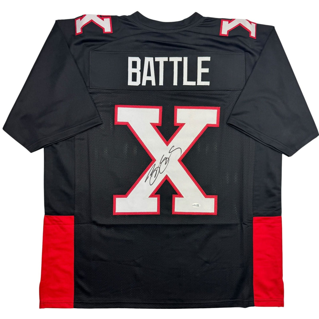Autographed/Signed Bill Goldberg Battle X The Longest Yard Black Jersey JSA COA