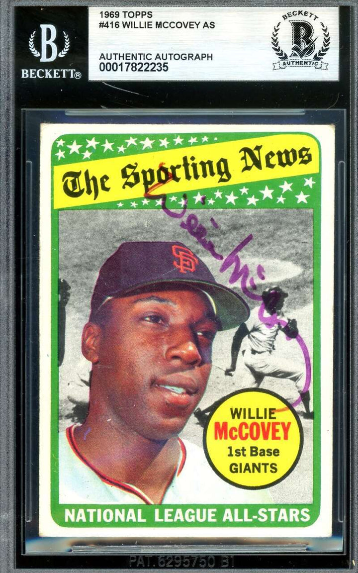 Willie McCovey Beckett BAS Vintage Signed 1969 Topps All Star Autograph