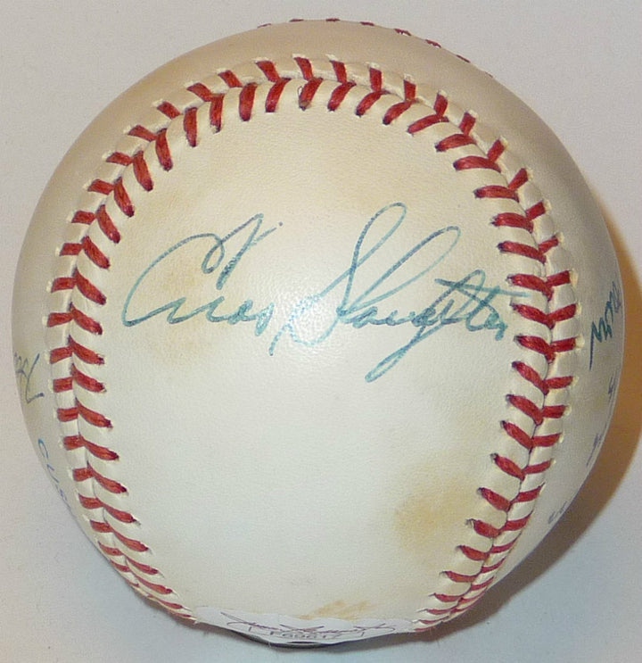 ENOS SLAUGHTER MOOSE SKOWRON HANK BAUER BLANCHARD RIVERS SIGNED YANKEES JSA BALL