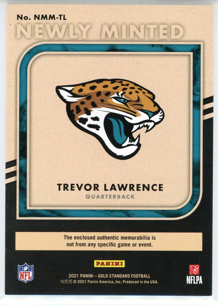Trevor Lawrence 2021 Panini Gold Standard Newly Minted Rookie Patch Card #NMM-TL